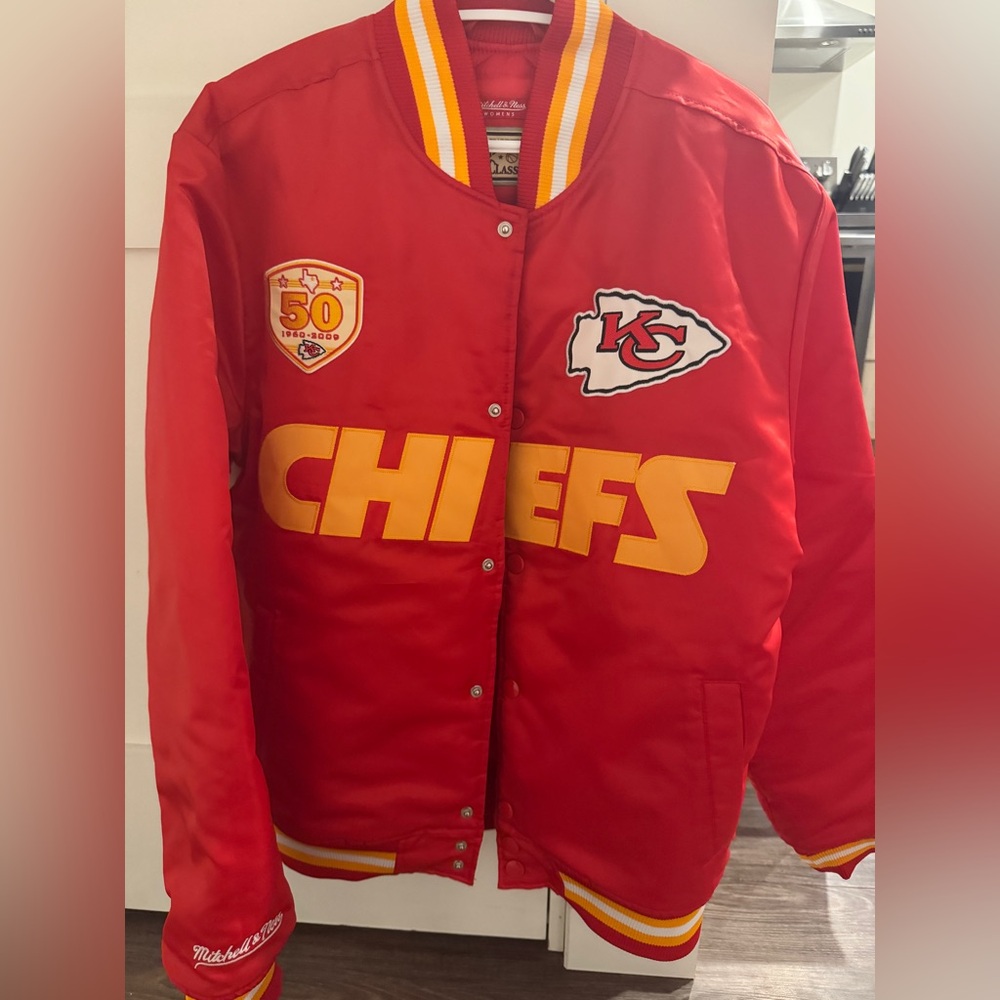 Mitchell & Ness Chiefs Red Bomber Jacket with Yellow Accents
